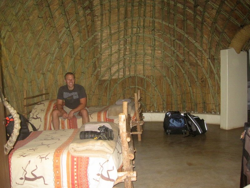 The inside of the beehive hut
