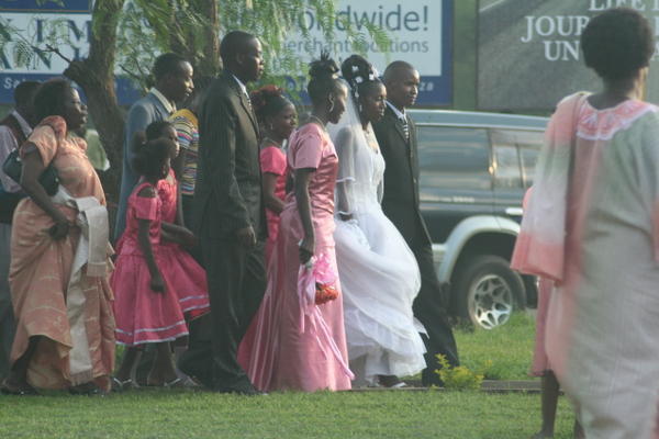 one of the many weddings on the roads Saturday!