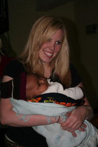 Hannah holding baby Judy