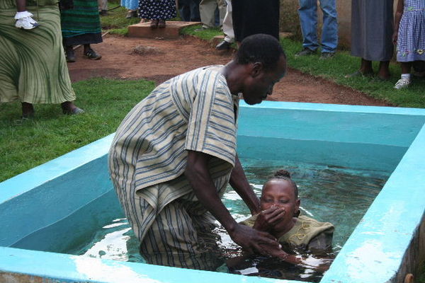 Bibi Joyce being baptized Wednesday