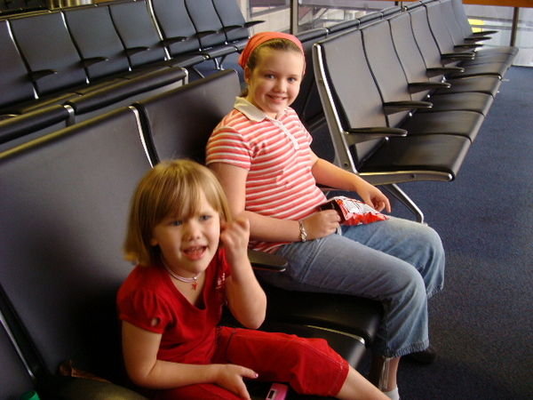 How much longer do we have to sit in the airport Mom???