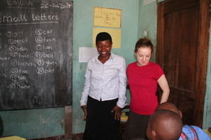 Callie teaching English to the Standard 1 Class