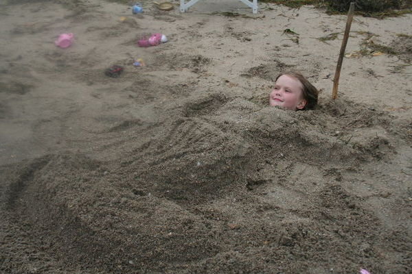 Gracie Buried In The Sand Photo