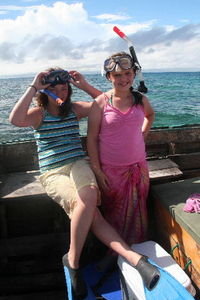 The girls ready to snorkel