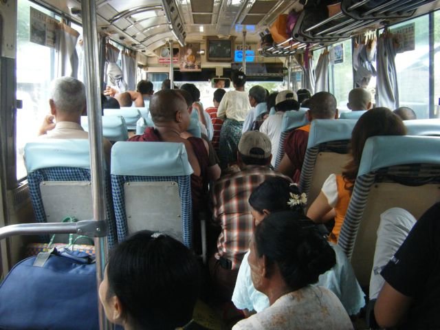 Inside the overcrowded bus