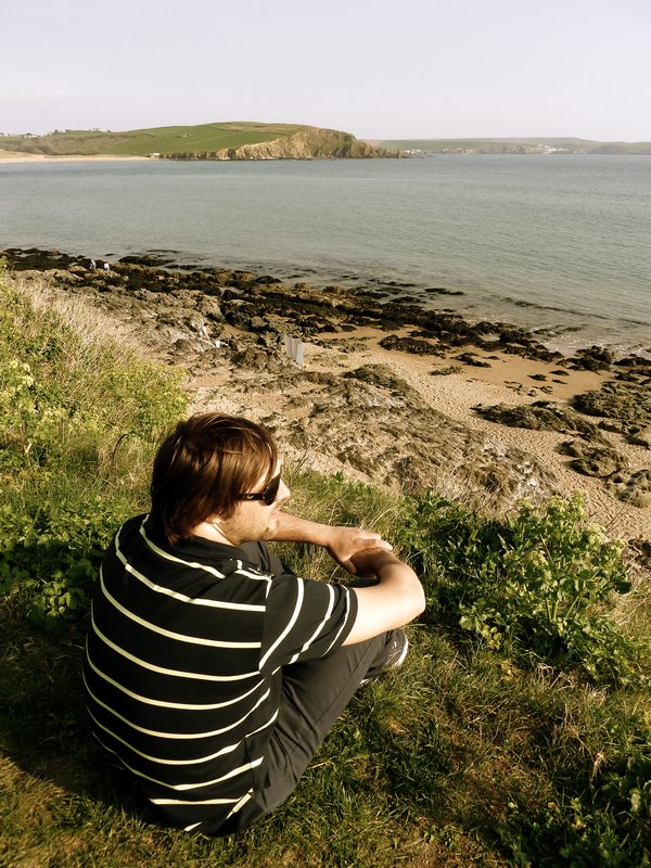 Carl looking at Burgh Island