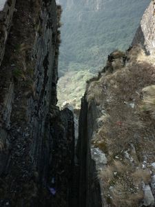43 Hongyun Golden Summit - looking down from the bridge between the two temples into Jindao (Gold Knife) Gorge
