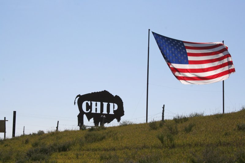 flag on top of hill in Buffalo Chip
