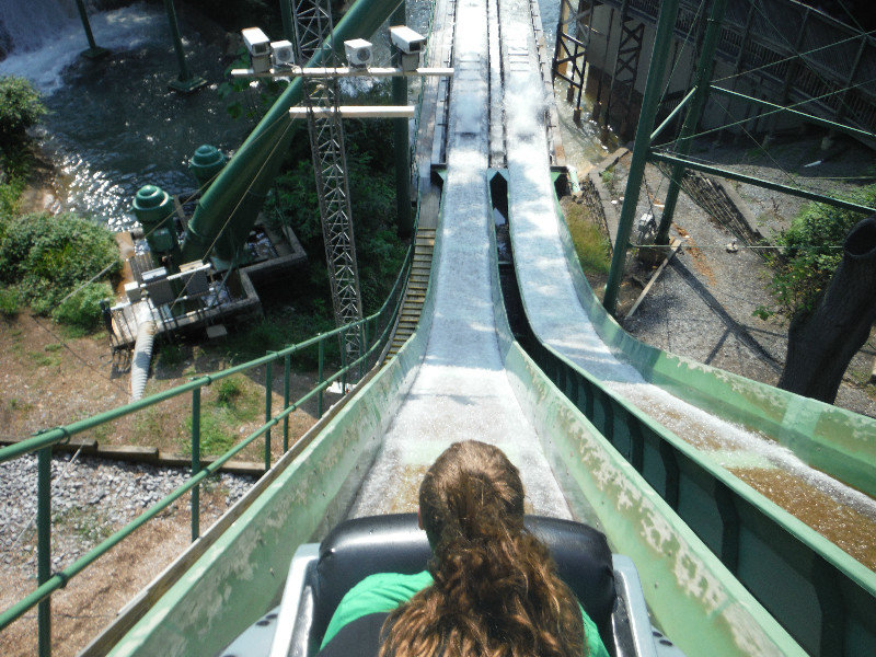 Going down the flume ride