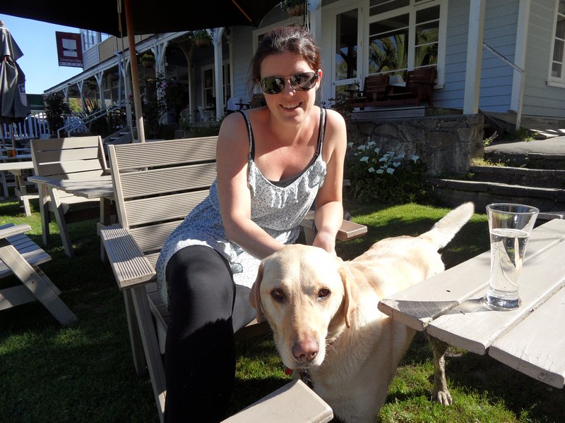 Jen n Quinn at a pub in Governers Bay