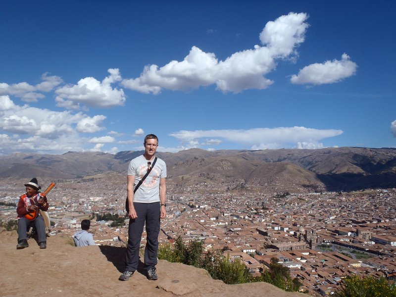 View over Cusco from the staue of christ