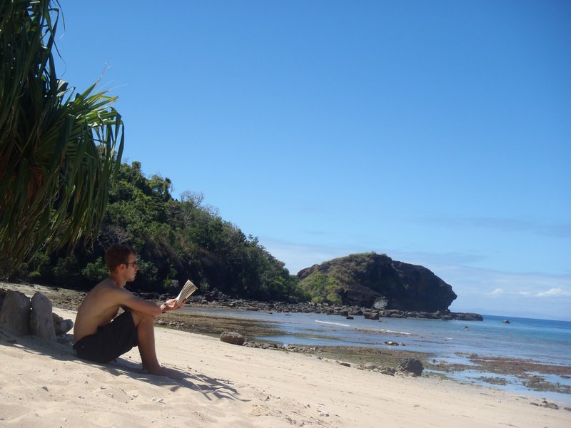 Kev enjoying "Fiji time" on the beach