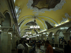 Inside a Moscow metro station