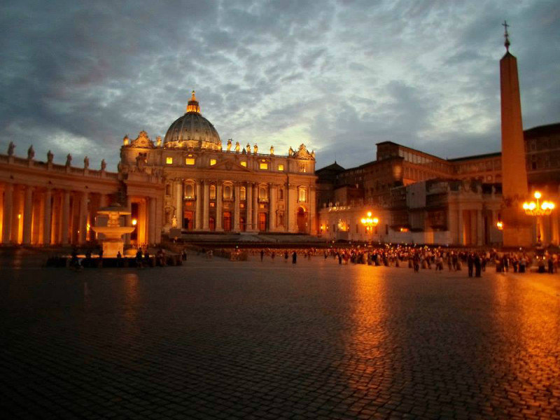 St. Peter's square at night