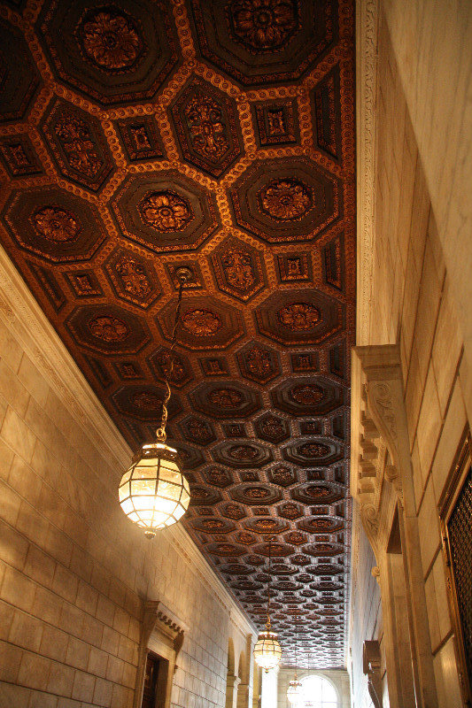 Wood Panel Ceiling in Library passageway