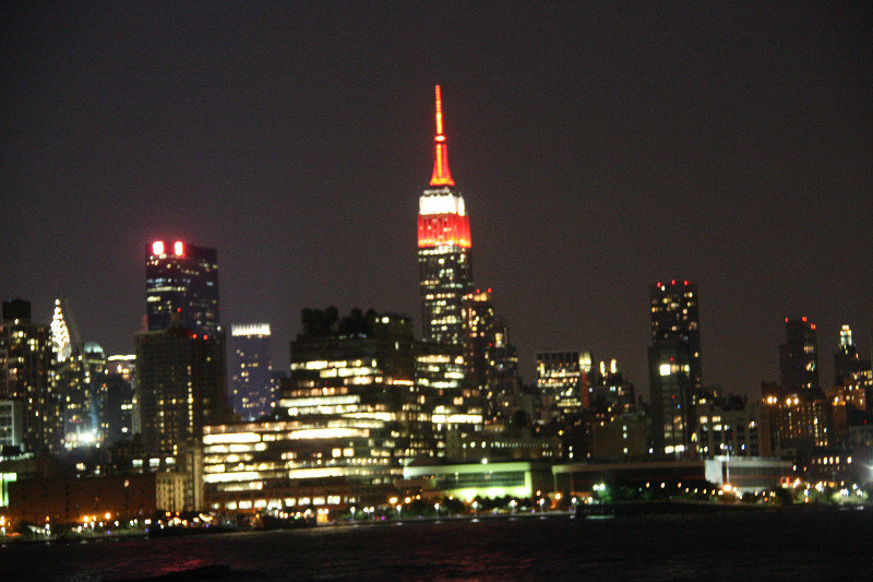 Empire State by dark dressed up for Canada Day