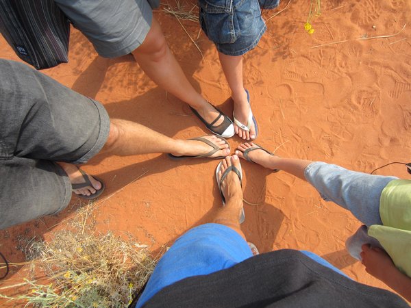 Family feet at Alice Springs Desert Park
