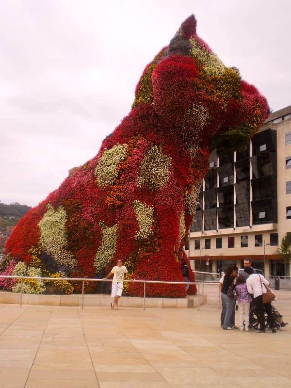 Floral Terrier guarding The Guggenheim