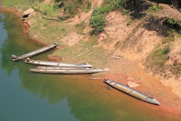 Boats of war trash -Central Laos