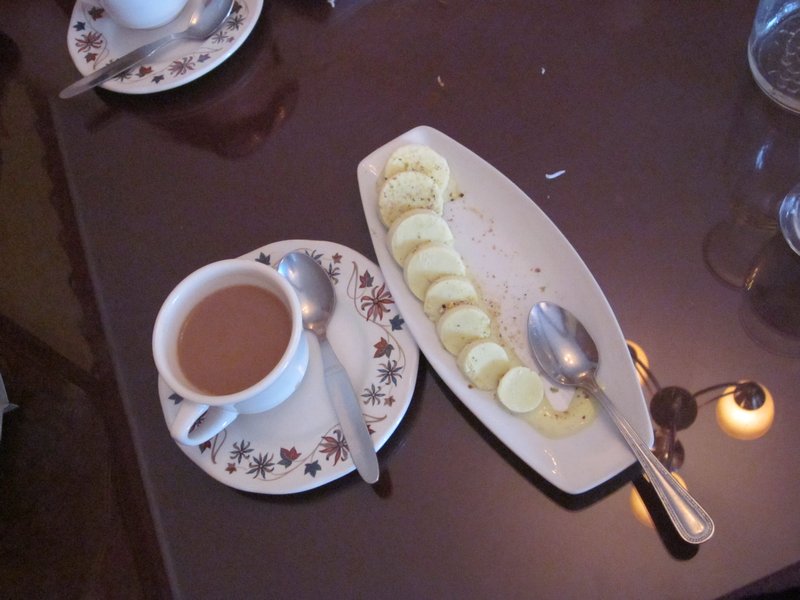 Pistachio ice cream and chai tea