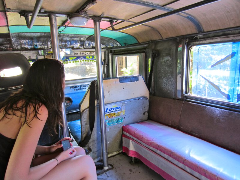 In the jeepney waiting to leave the hot springs