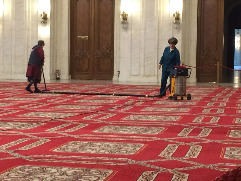 Small vacuum, small cleaner, big carpet.