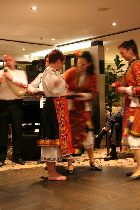Getting dressed up by the Bulgarian dancers