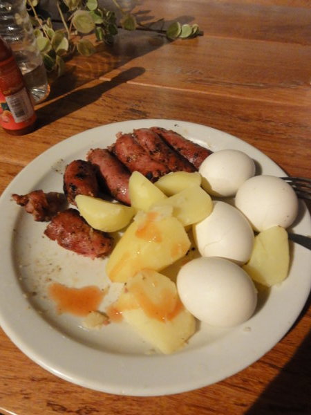 Sausage, Hard boiled eggs and potatoes...minging