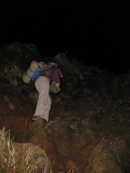 The hike up to the summit at 4am, altitiude made it really hard.