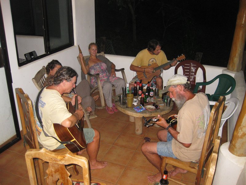 The band playing in the eve