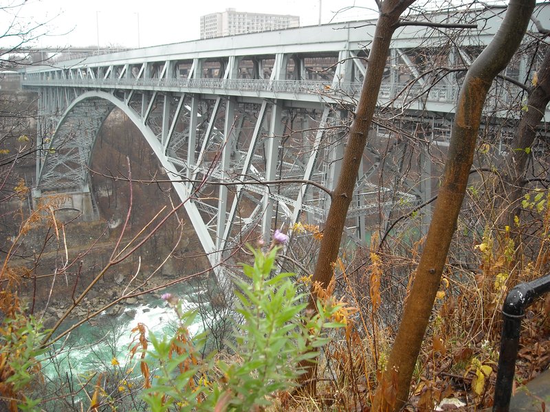 Een brug over de Niagara River naar de V.S.