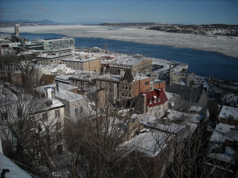 Uitzicht op de lage stad van Vieux-Québec