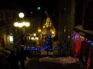 Rue de Petit Champlain bij nacht