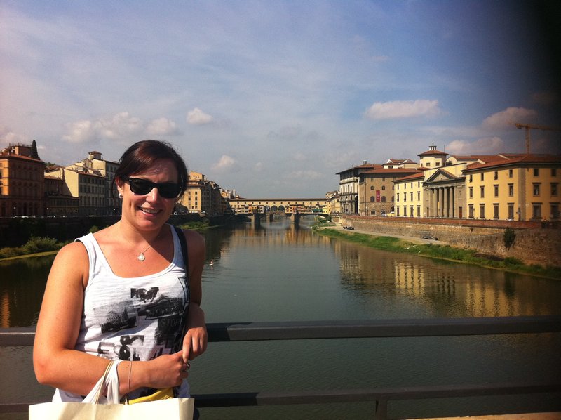Ponte Vecchio on the background & the bag with my boots in them in the foreground!