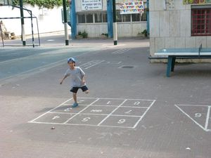 Adin; I'm not leaving before checking out every hopscotch court.