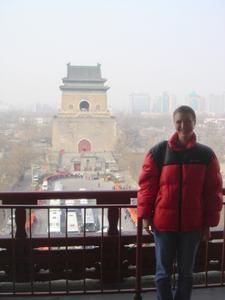 Rachel on the Drum Tower with the Bell Tower behind