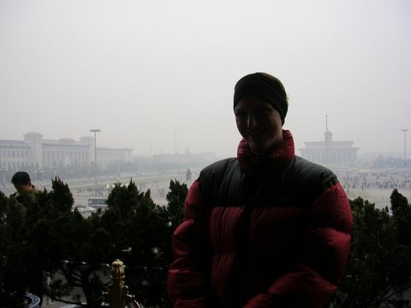 Rachel at the top of Tiananmen - Really, it is