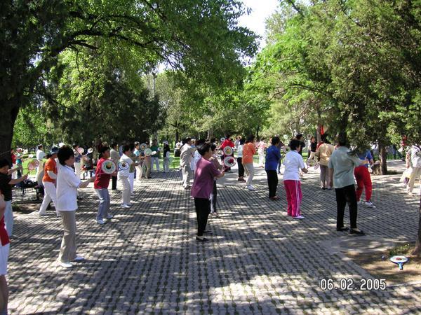 Early morning exercise in Temple of Heaven park