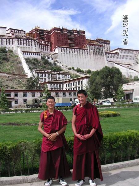 Monks outside the palace