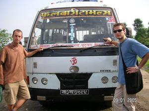 Boarding bus to India