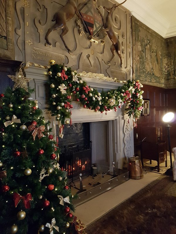 A decorated fireplace 