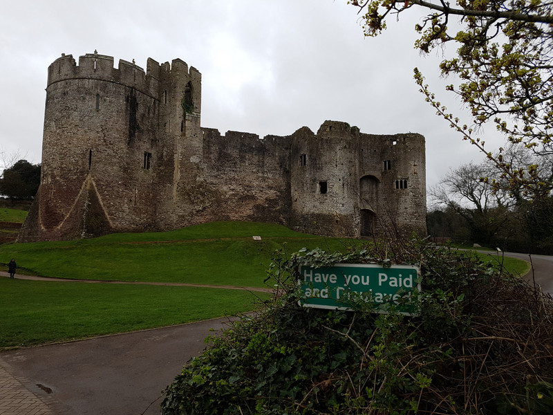 From the dell looking up to Chepstow castle 
