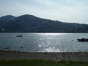 a view of the lake from our camping spot at Lecco 