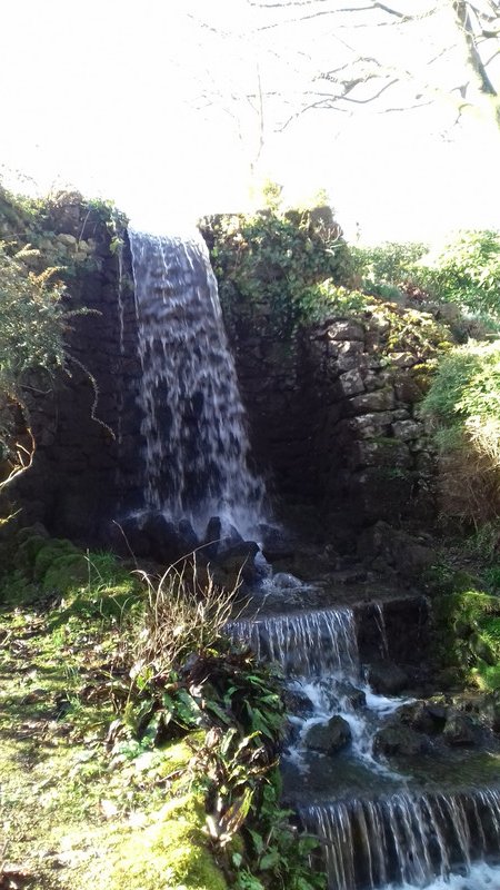 one of the waterfalls in the garden 