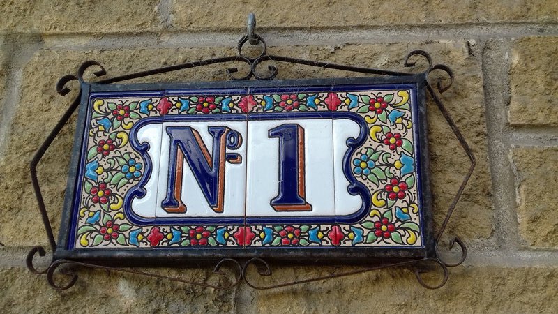 A Spanish house number in rural Derbyshire -