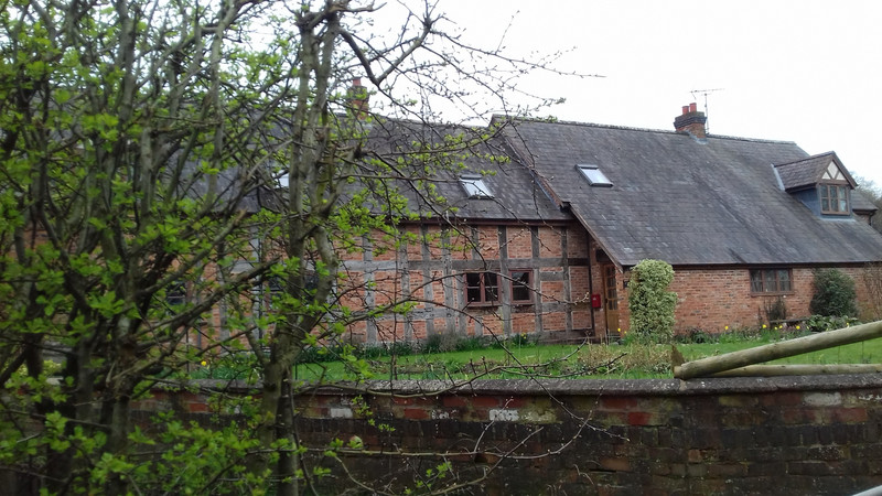 An oak framed farmhouse along our walk today 
