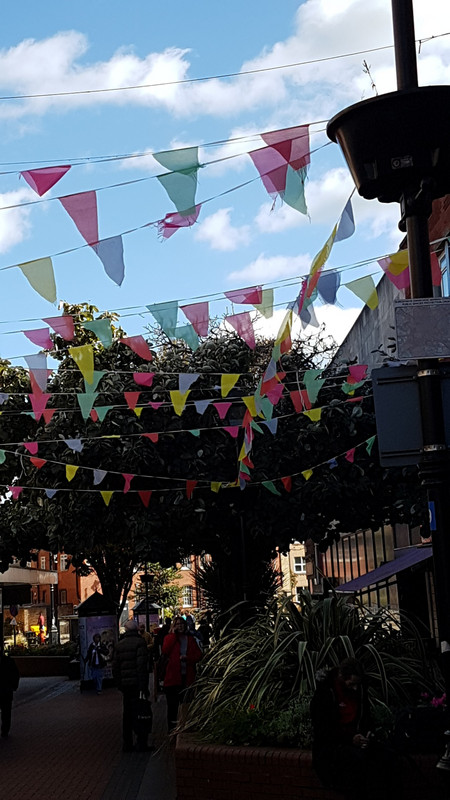 The bunting on the street 