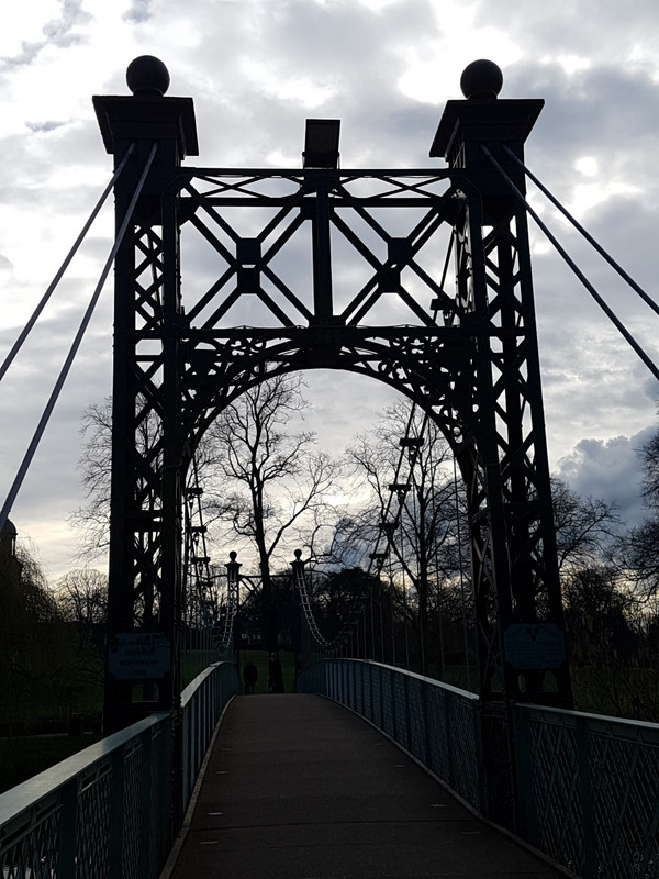 One of the many suspension bridges over the river 