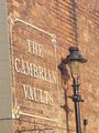 and finally at the end of the walk - an old ghost pub sign . How many spot that ? And how many remember the Cambrian Vaults ? 