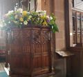 The beautifully decorated pulpit 